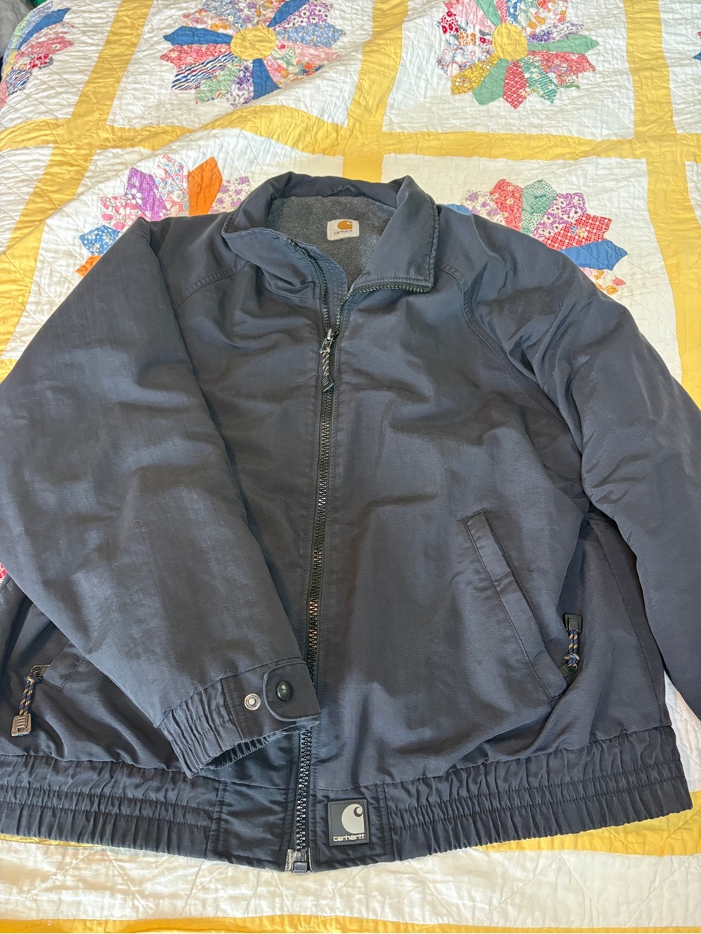 Vintage Carhartt Mens Gray Full Zip Lined Winter Jacket Coat Jacket 90s Size L